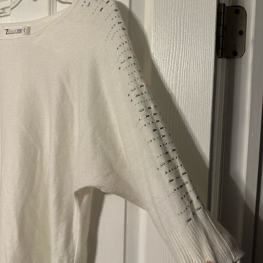 New York and Company 7th Avenue Design Studio Silver Accent Sweater - Picture 7 of 15